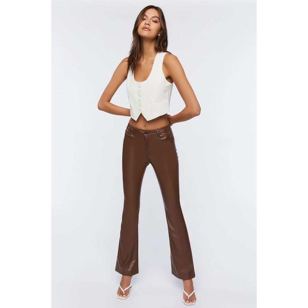 Women’s Forever 21 Brown Faux Leather Flare Pants Small